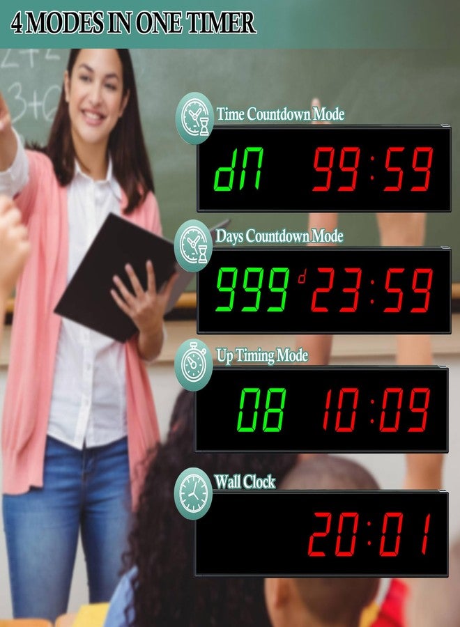 QINYUNE Digital Days Countdown Timer Clock,Retirement Countdown Calendar up to 999 Days,Count Timing Up Stopwatch,LED Wall Clock with Remote Control for Wedding Birthday Event Sports Vacation Examination - Image 2